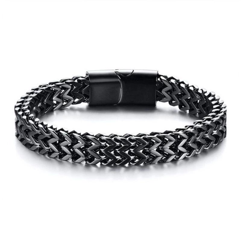 Men's Starry Sky Double-Layer Magnetic Buckle Bracelet - Titanium Steel Punk Chain Jewelry