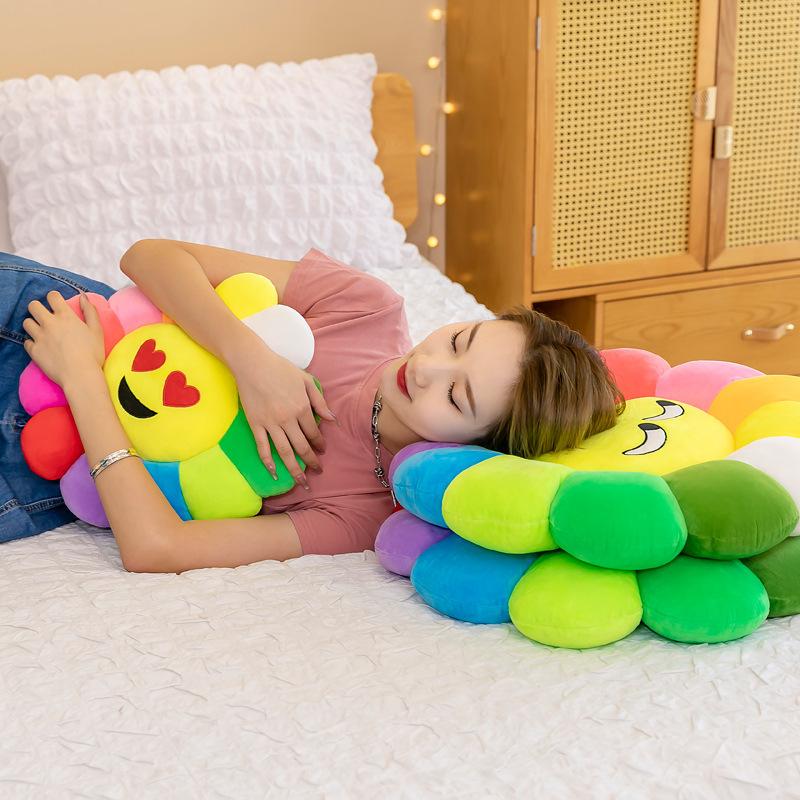 Colorful Sunflower Seat Cushion Petal Expression Pillow Creative Plush Toy Sofa Cushion