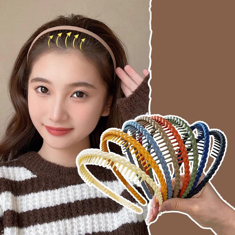 Women Simple Colorful Matte Toothed Hairbands Broken Hair Finishing Headband Outdoor Hair Hoop Headwear  Hair Accessories