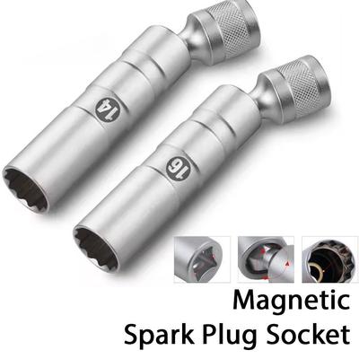 Magnetische Zündkerzenstecknuss zum Greifen von 14/16mm Zündkerzen Universalgelenk Flexible Stecknuss Dünnwandig 3/8" Antrieb Auto Reparatur Auch