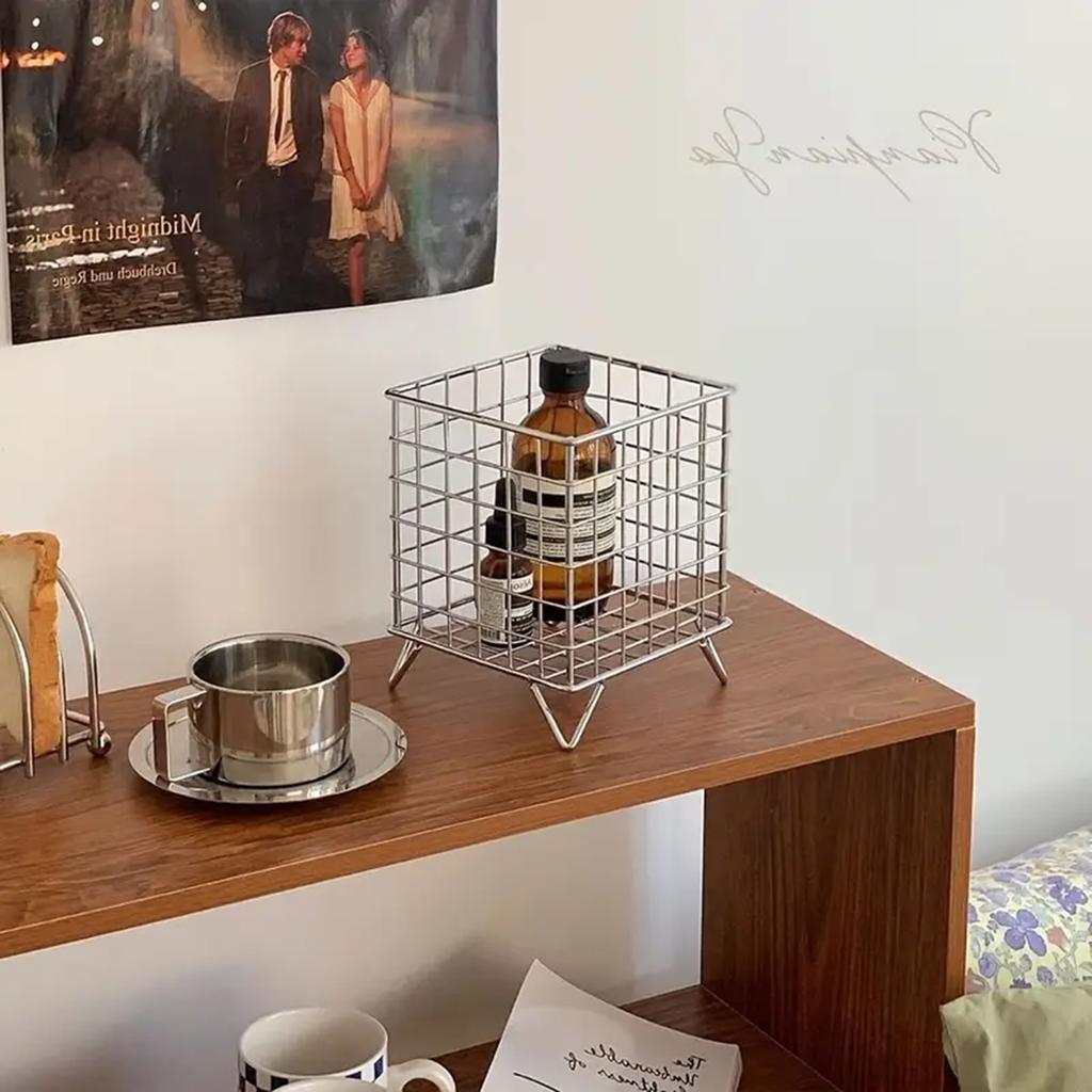 Ins Style Creative Iron Desktop Organizer Box Multi-purpose Storage Basket for Office Home Desk Accessories Stationery Supplies