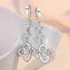 KOFSAC Fashion Zircon Four-leaf Clover Hoop Earrings For Women Exquisite 925 Silver Flower Earring Jewelry Lady Gifts