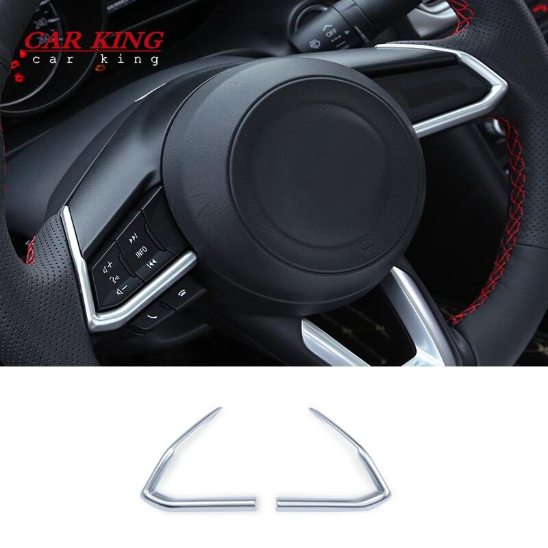 ABS Matte Car Detector Sticker Steering Wheel Interior Cover Kit Trim Lamp Frame For Mazda CX-3 CX3 2017 2018 Accessories 2Pcs