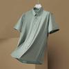 Men's Plus Size Mulberry Silk Blend Striped Short Sleeve Shirt