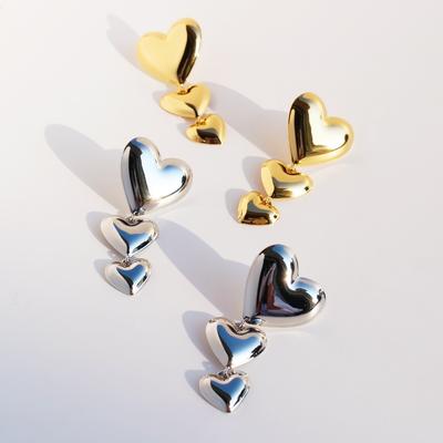 Mirror Style Fashionable Exaggerated Long Love-Shaped Earrings Women'S Sweet And Cool Fashion Peach Heart Earrings 605