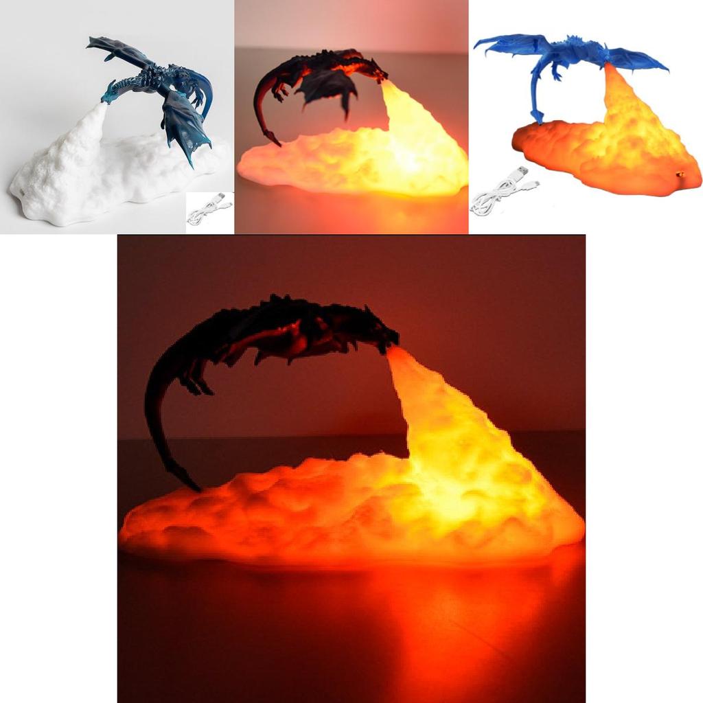 Stunning 3d Printed Fire Dragon Lamp Led Night Light For Cozy Bedroom Atmosphere