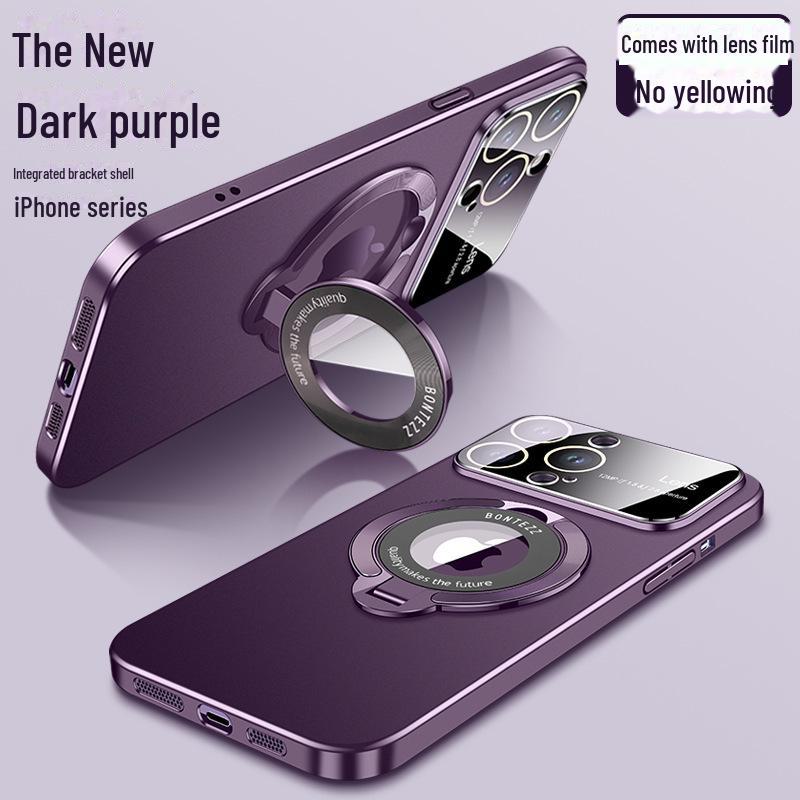 "iPhone 16 Pro Max Frosted Case with Magnetic Metal Bracket for Apple 15"