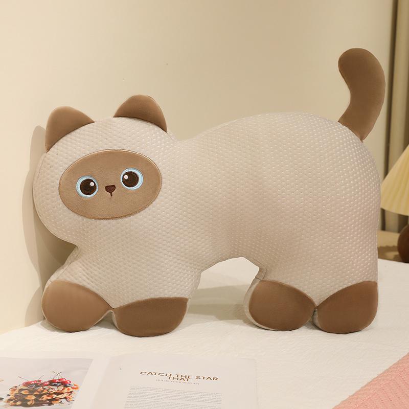 45/60cm Adorable Siamese Cat Plush Pillow Calico Cat Cushion With Cooling Surface Great Summer Present For Kids Adults 45cm
