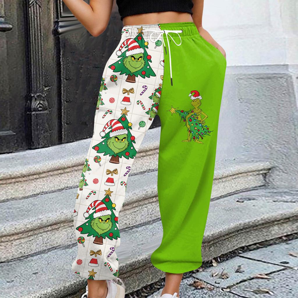Women's Casual Fashion Christmas Printed Casual Sweatpants Elastic Waist Drawstring Pants