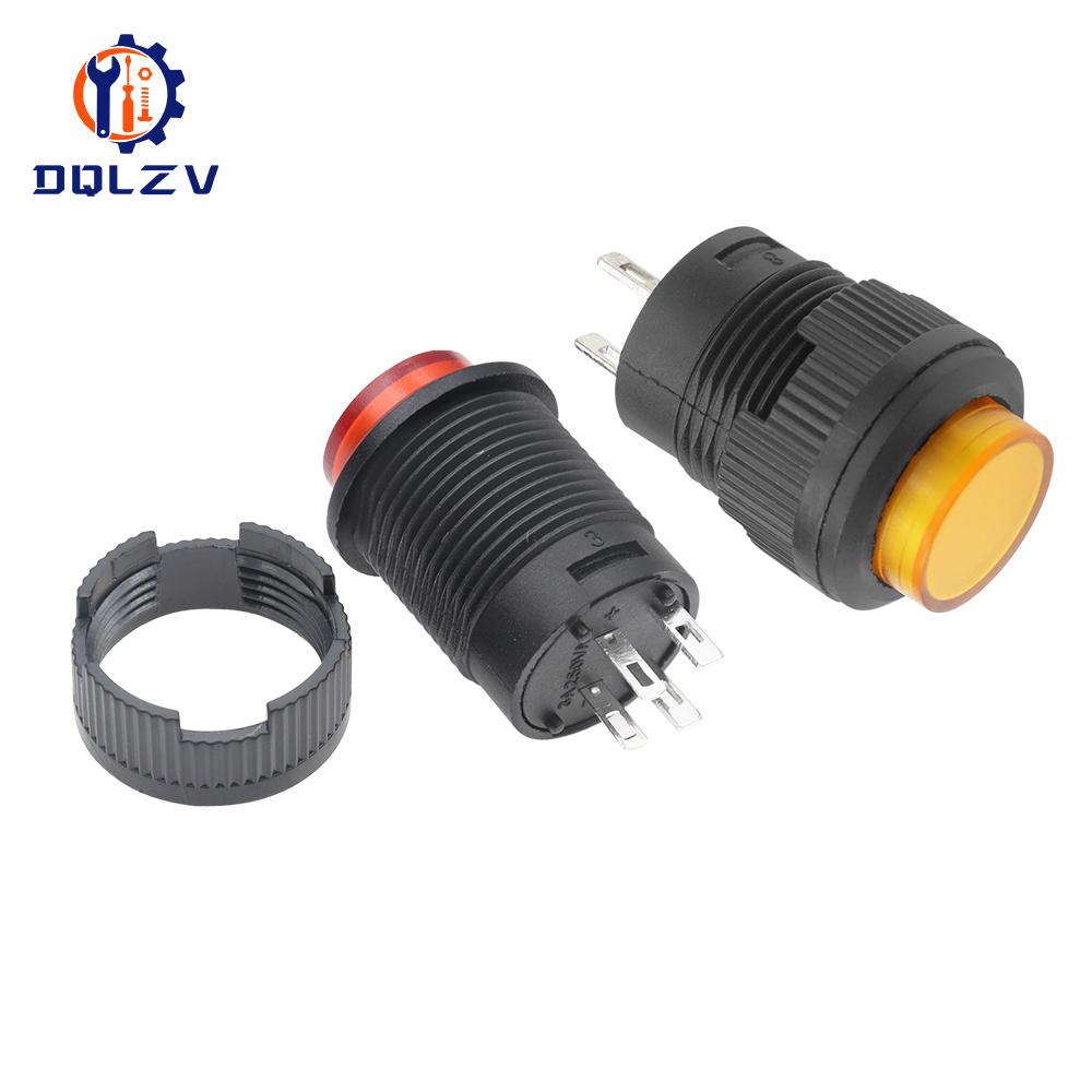 Self-lockin 16MM Latching/Momentary Push Button Switch With 5Color LED lighting 4Pin R16-503/AD R16-503/BD