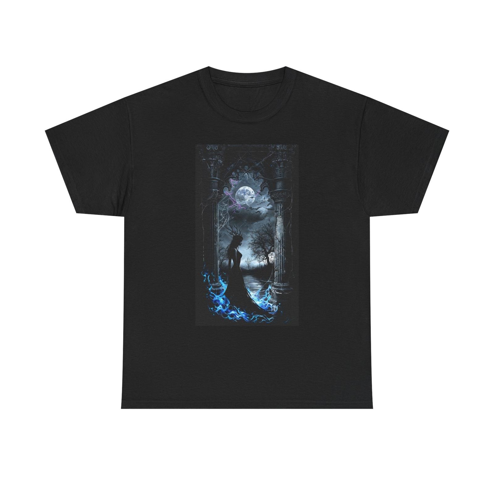 Mystical Eerie Forest Unisex Heavy Cotton Tee with Enchanting Design Graphic Tee L