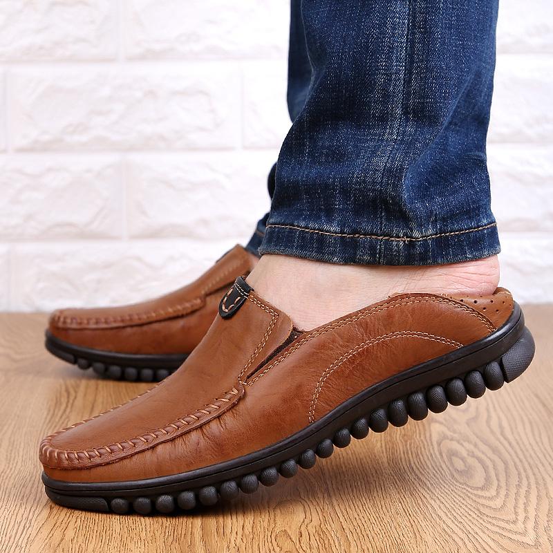 Genuine Leather Men's Casual Shoes 2024 New Round-Toe Luxury Loafers Men Brand Designer Driving Moccasin Men Soft Flats Retro