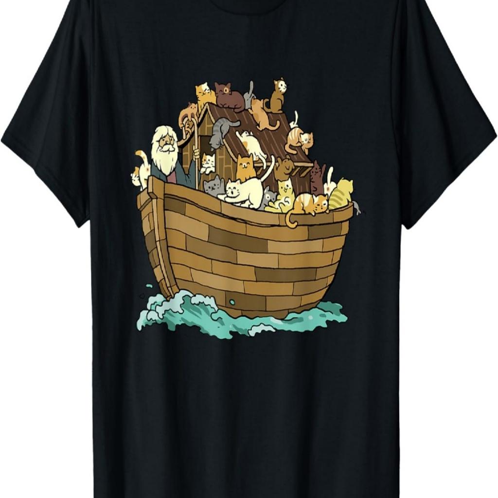 Noah's Ark Boat with Cats Religious Christian Cat Lover T-Shirt