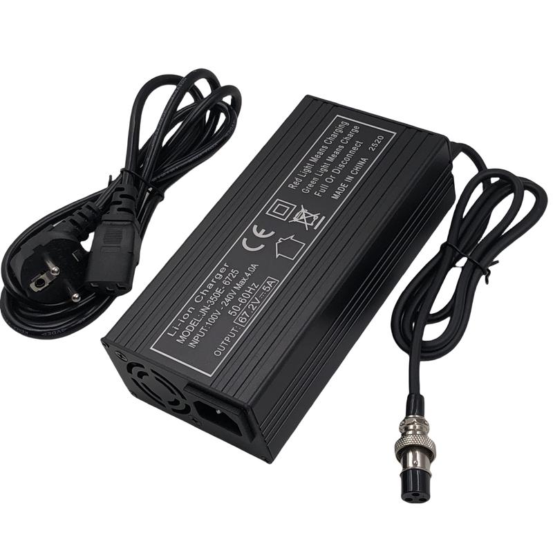 67.2V5A Fast Charge 5A Charger For 60V Wheelbarrow Harley 16S 60V Lithium Battery GX16 Connector with Fan Metal Shell