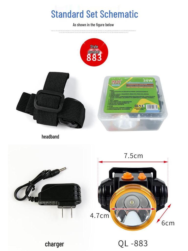 Rechargeable Lightweight LED Headlamp for Night Fishing – High Brightness, Dimmable, Lithium Battery-Powered.