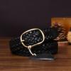 New Leather Copper Buckle Handwoven Belt Women'S Leather First Layer Cowhide Versatile Retro Woven Jeans Belt