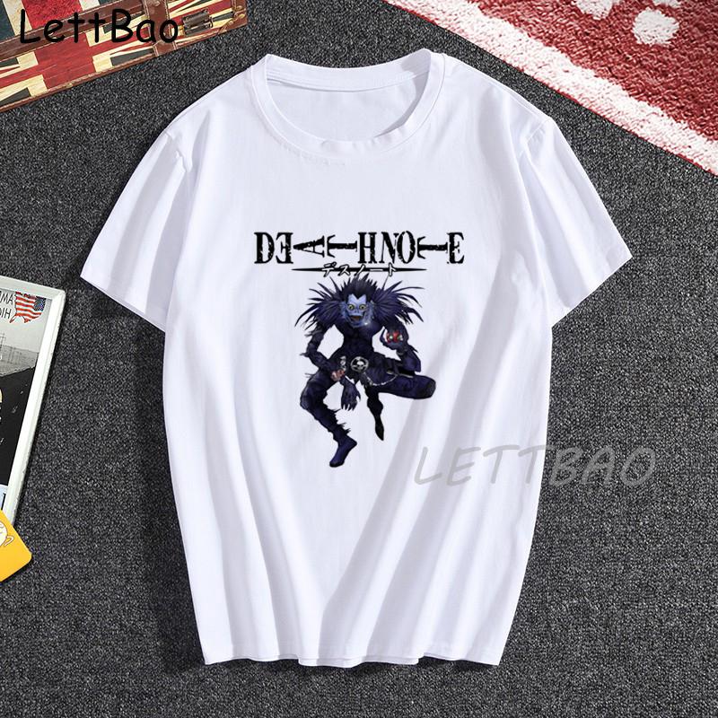 Death Note Summer Anime Tshirt Death Note Kira White Punk T Shirt Men Hip Hop Harajuku L