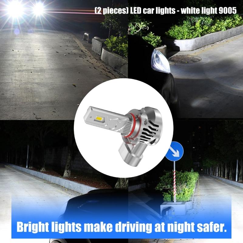 2 Pack 9005 LED Headlight Bulbs High Brightness Aluminum Alloy Efficient Cooling Light Bulb Universal for Night Driving