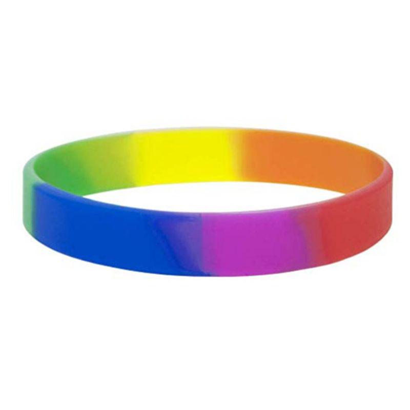 

Rainbow Silicone Wristband Chain Style Rubber Bracelet Letters Pride Assorted Color Handband Wristlet Sports Party Props