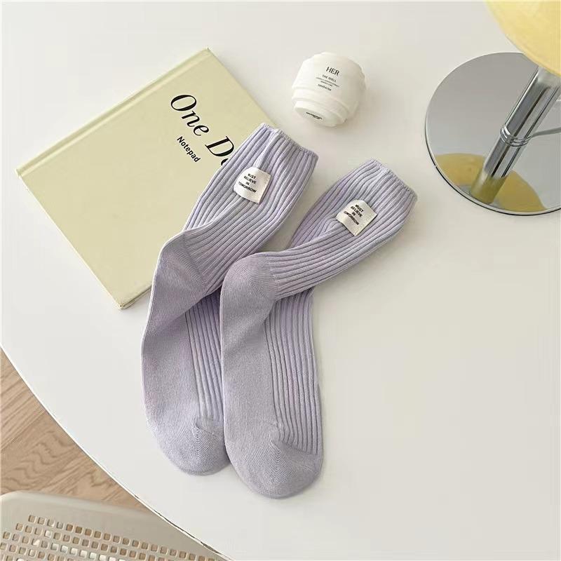 Women Socks Long New High Quality Candy Color Crew Socks Japanese Fashion Breathable Fresh Colorful Socks Middle Tube