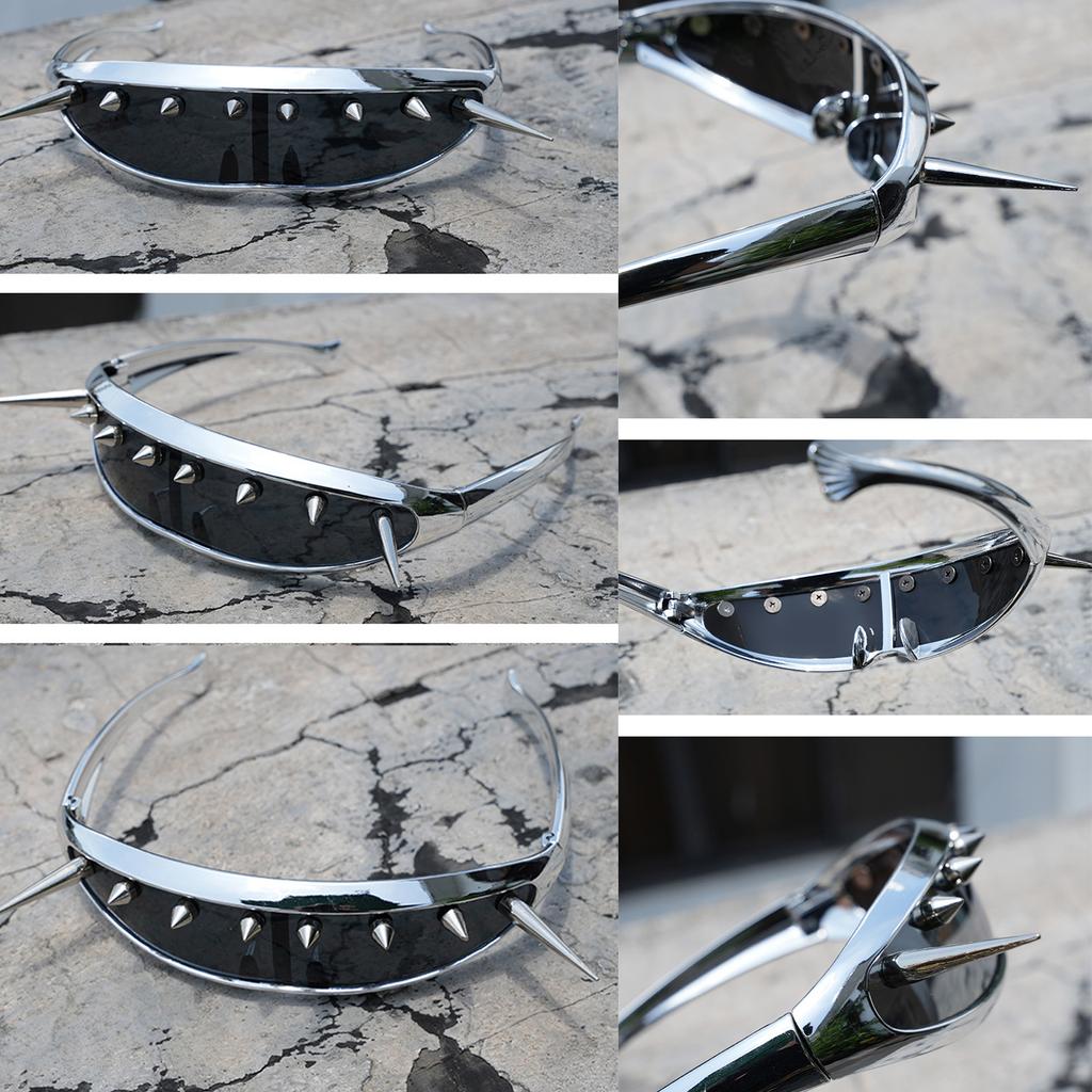 Modern Punk Sunglasses Metal Studded Sun Protections Lightweight Comfortable Eeywear Costume Accessories For Concerts Travel