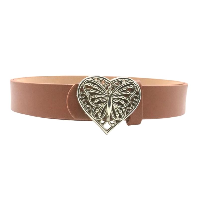 Love Heart Butterfly Buckle Belt for Teens Casual Belt Pants Jeans Belt Eye Catching Waistband Women Accessories
