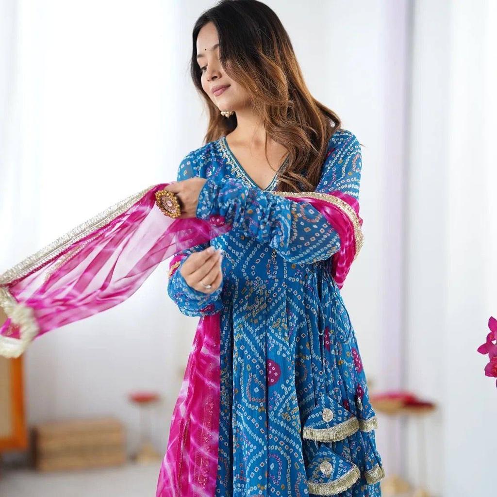 Bollywood Georgette Salwar Kameez Indischer Pakistanischer Designer Anarkali Ready to Wear Anzug Kleid