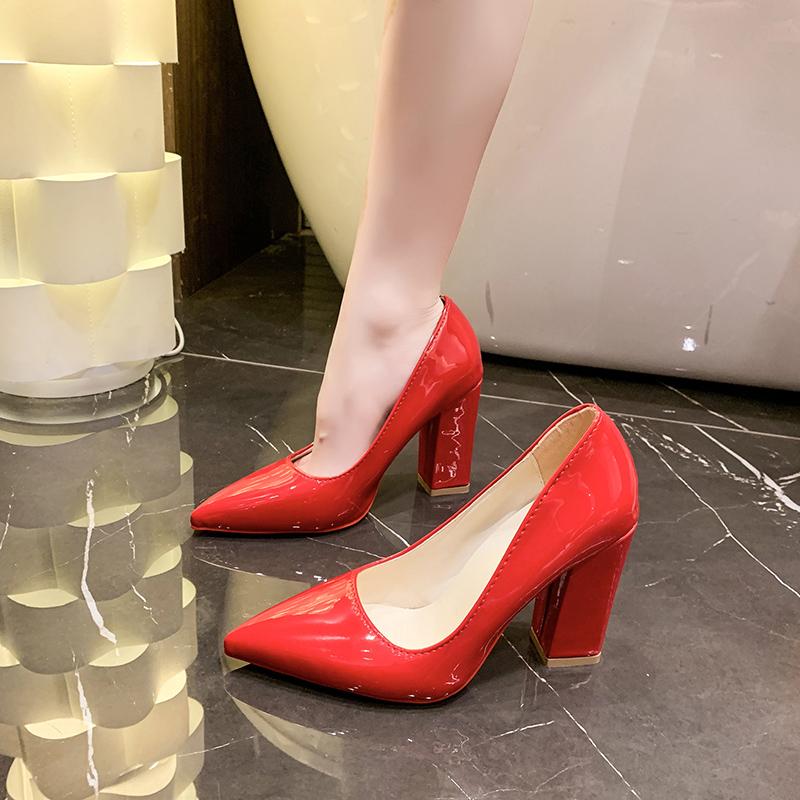 Fashion 2025 Fashion Concise Women's Slip on High Heels Pointed Toe Shallow Mouth Chunky Heels Pumps Plus Size Classics Office & Dress