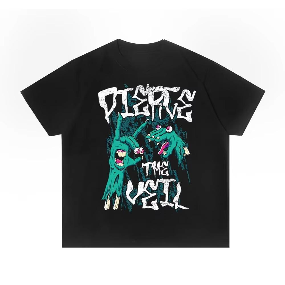 2025 Summer Men Rock Pierce The Veil Pierce The Veil Band Print Loose Women's T-shirt High Quality Short Sleeve Women Men Tee