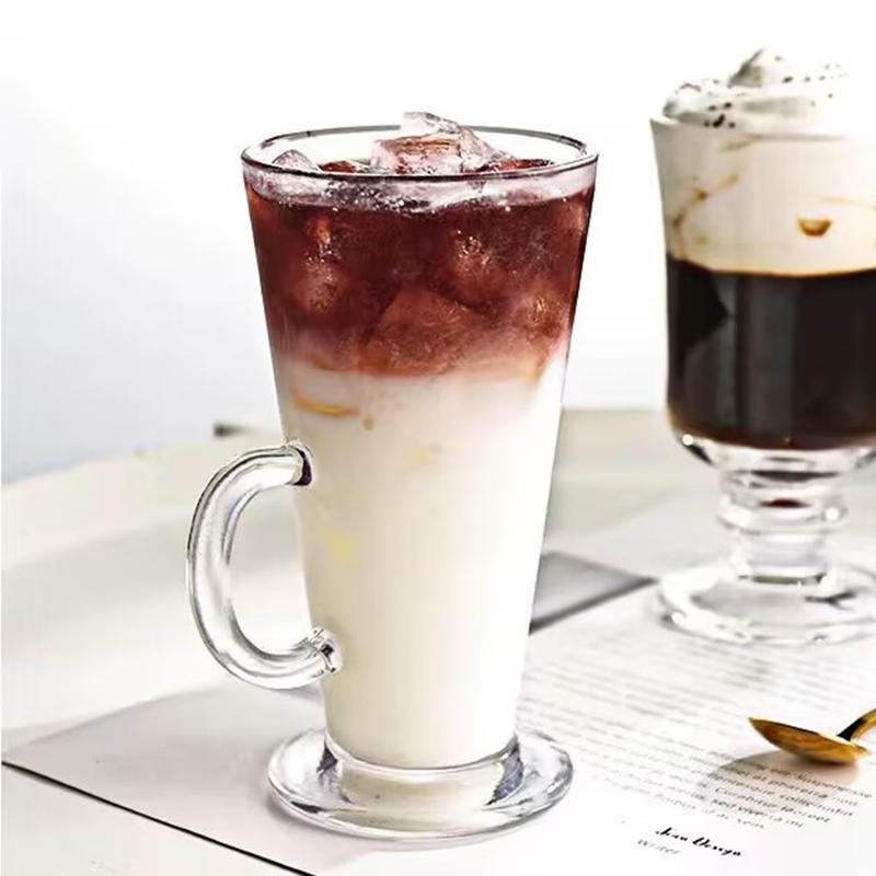 280ml Cocktail Glass with Handle Transparent Drinkware Creative Mocha Latte Coffee Mugs Household Juice Milk Cups Champagne Mug