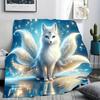 Mystische Weißfuchs-Decke - Gemütliches und bezauberndes Design, Perfekt für jeden Raum, Weich und warm, Ideales Geschenk für Fantasy-Liebhaber