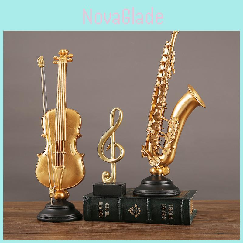 Classic Violin And Saxophone Resin Art Piece For Modern Home And Gift Occasions