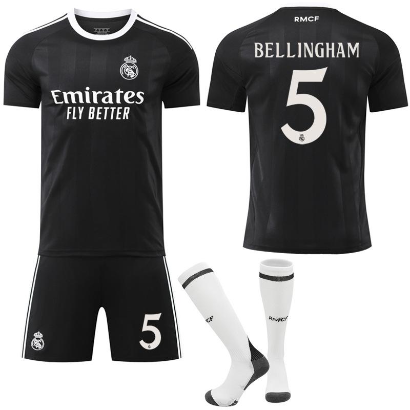 26 Real Madrid Goalkeeper Black Training No. 7 Ronaldo Jersey Vinicius 9 Mbappe No. 5 Football Jersey Suit