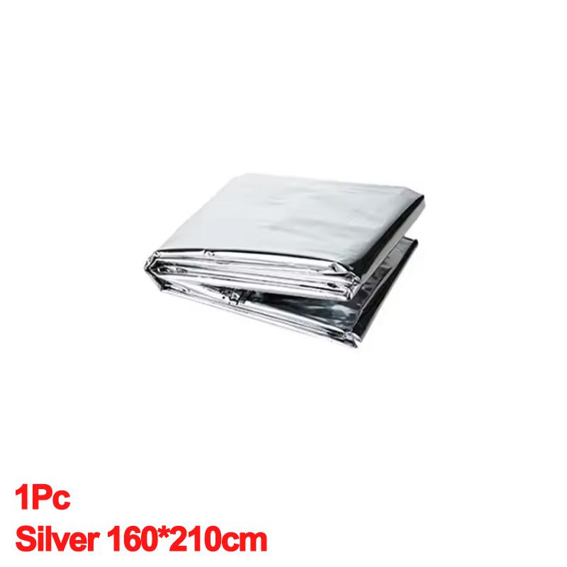 Emergency Thermal Poncho Blanket Lightweight Folding Water Resistant Windproof Sunshade Reusable First Aid Camping Mat Pad Cover