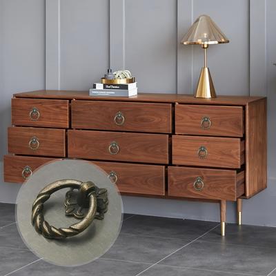 12 Pieces of Bronze Flower Hanging Ring Drawer Handles. These Are Small Retro Cabinet Ring Handles and European-style Ring Furniture Handles,