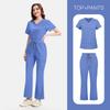 Running Suit Unisex V-Neck Scrubs Set Breathable Workwear for Doctor Nurse Salon