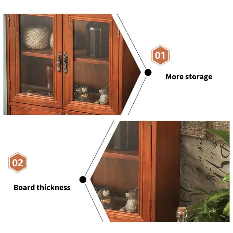 Wooden Desktop Organizers Cabinet with Glass Door for Cosmetics, Stationery, Small Kitchen Items and Decors Use