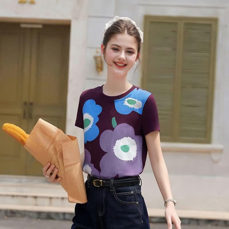 Bailuyu Women s 2026 Summer Printed Short Sleeve T-Shirt S
