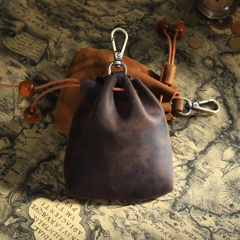 Renaissance Belt Pouch Medieval Drawstring Purse Leather Bag for Cosplay