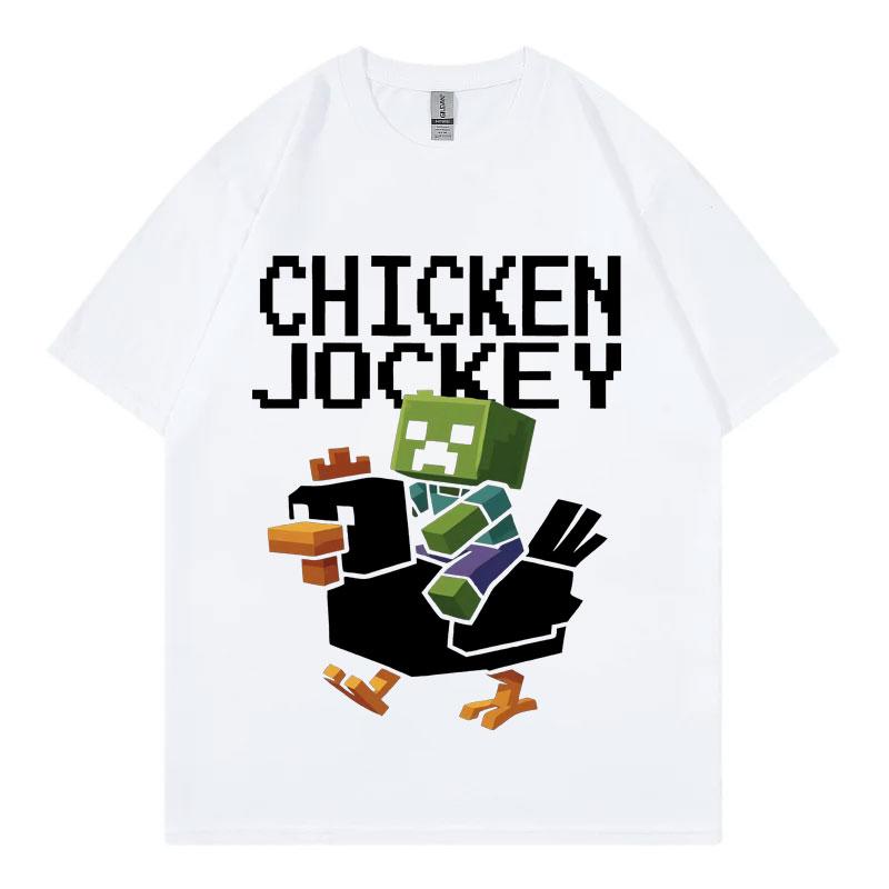 Funny Chicken Jockey Graphic T Shirt Men Women Cartoon Fashion Short Sleeve Tshirt Summer Casual 100 Cotton Oversized Tshirts
