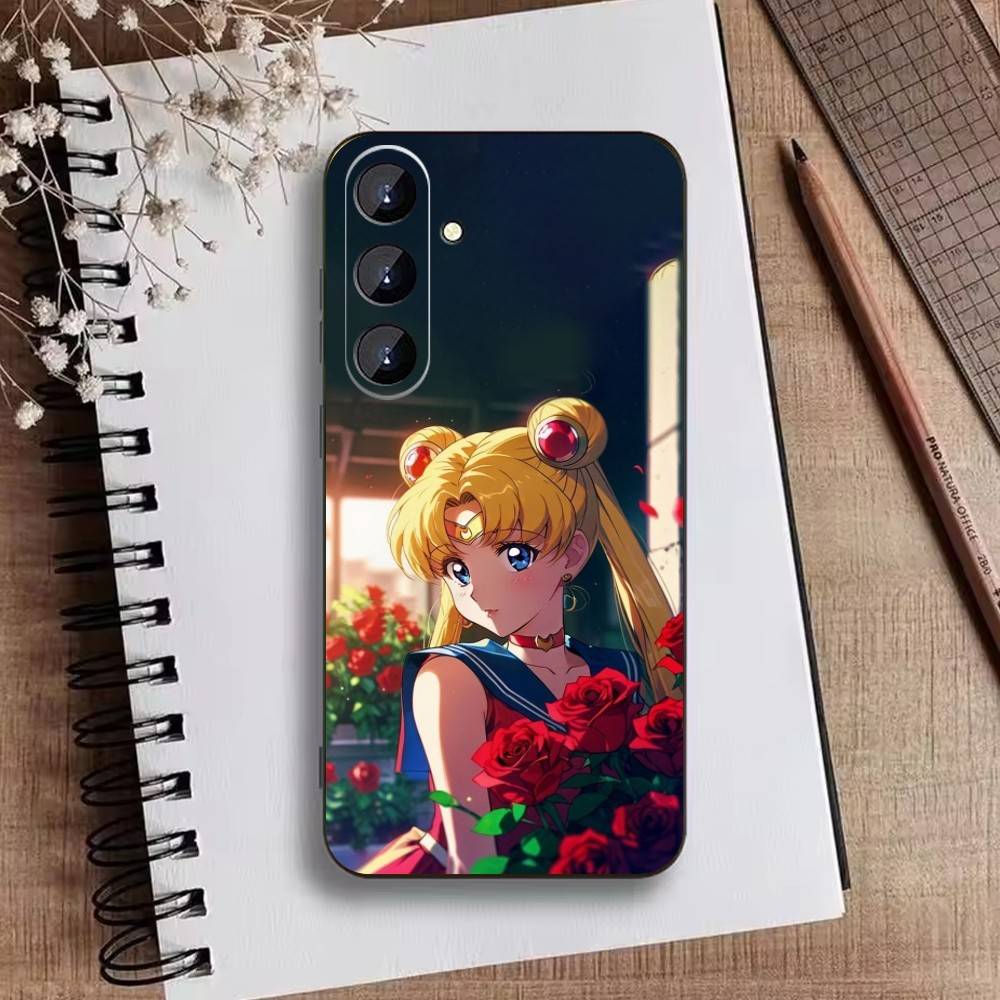Cartoon E-Sailor M-Moons Phone Case For Samsung Galaxy A73,21,22,32,71,53,52,51,80,5G Soft Black Cover