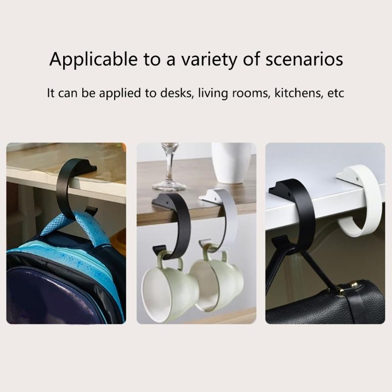 Set Of 3 Multipurpose C Shaped Purse Hooks Aluminum Table Hangers For Bags Coat Keys Organization Desk Organizers
