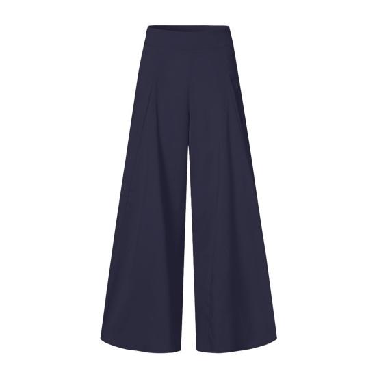 Women Pants Elastic High Waist Wide Leg Casual Trousers Loose Fit Solid Color Commuting Office Lady Pants Workwear