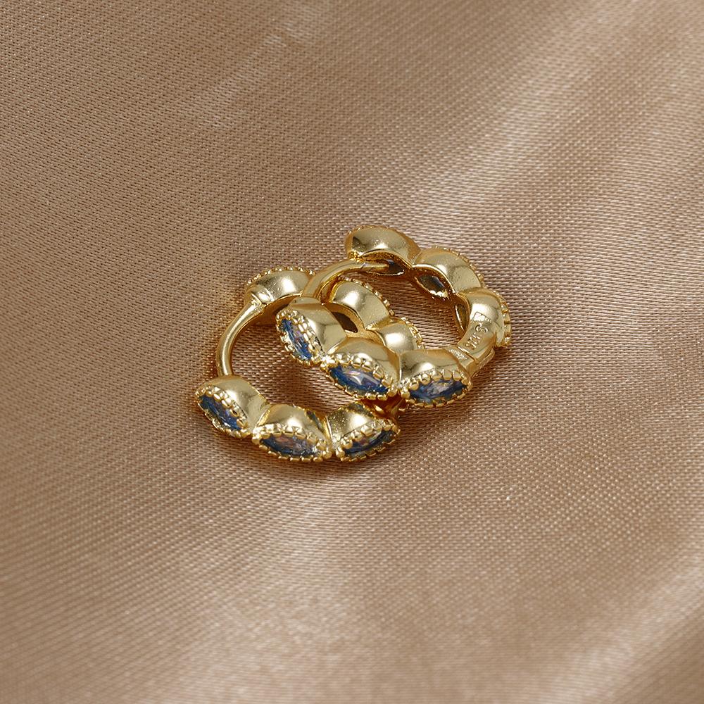 Korejské Multicolor CZ Zirkonové malé kruhové náušnice pro ženy Nerezová geometrie Kruhová náušnice Piercing do ucha