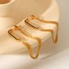 18k Gold Stainless Steel Chain Stud Earrings, Stylish Unique Diamond-set Ear Jewelry for Women