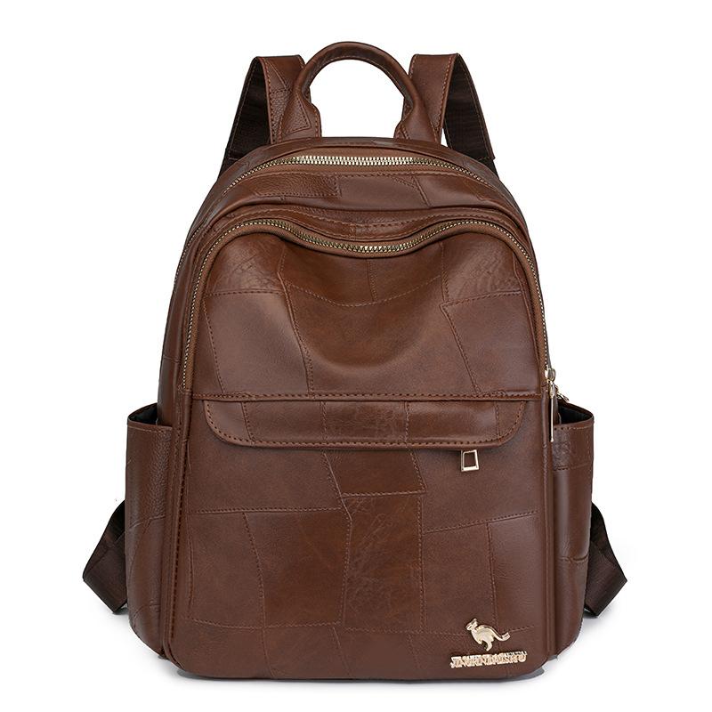 Simple and Fashionable Backpack Women's Bag Texture New Model with Pu Retro Street Backpack