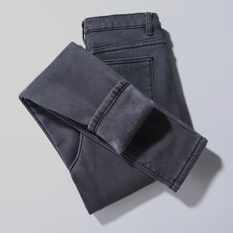 Jeans Negros de Cintura Alta Elásticos para Mujer - Mallas Slim, Cálidas y Elegantes para Invierno.