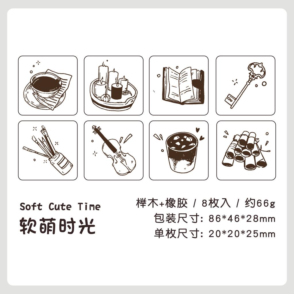 8pcs Cute Little Seal Planner Stamp, Wooden Stamp, Wooden Stamp Diy Planner Stamp