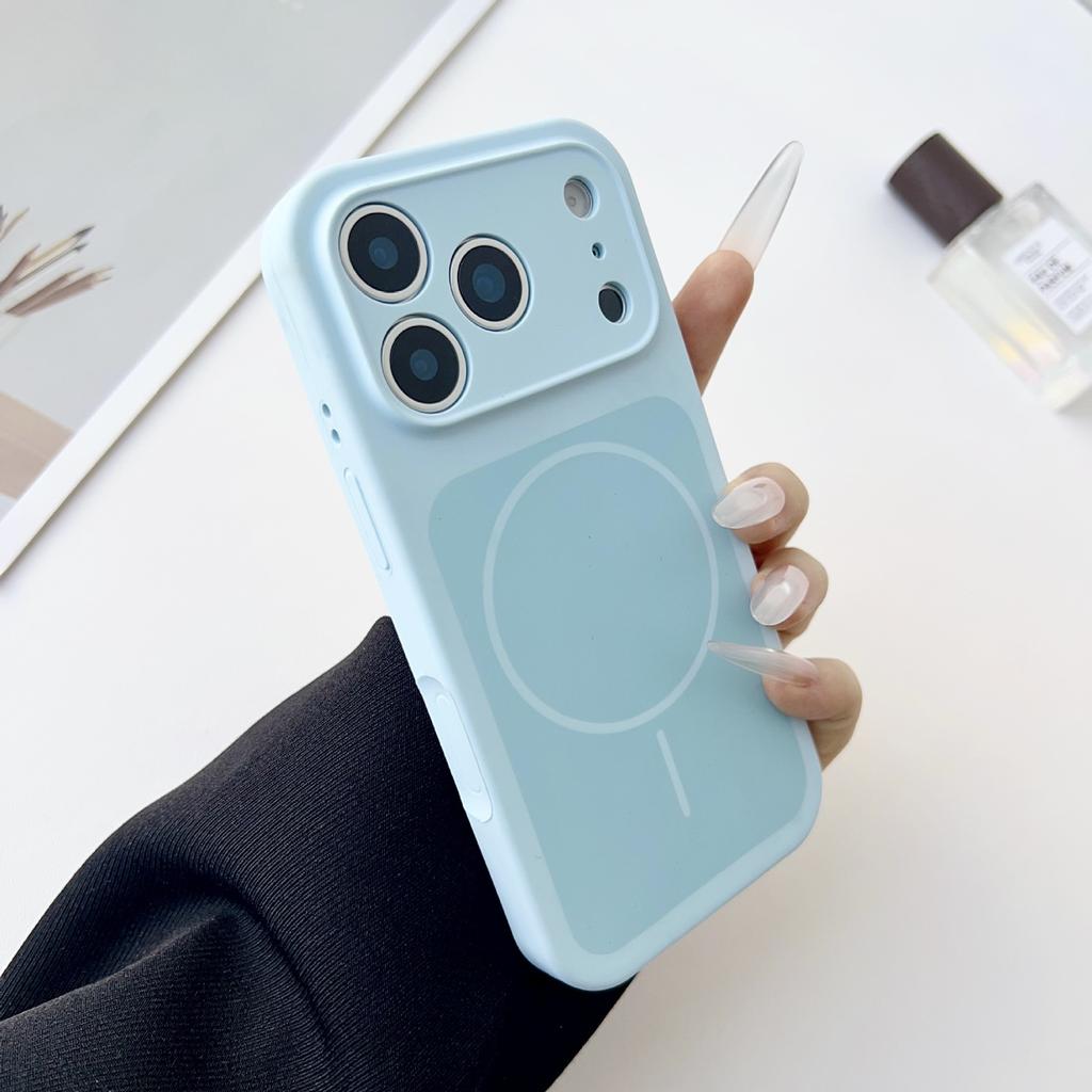Fine Hole Two-color Fine Ring Magnetic Suction Liquid Silicone Apple 17PROMAX Mobile Phone Case Is Suitable for iPhone16 Skin Case
