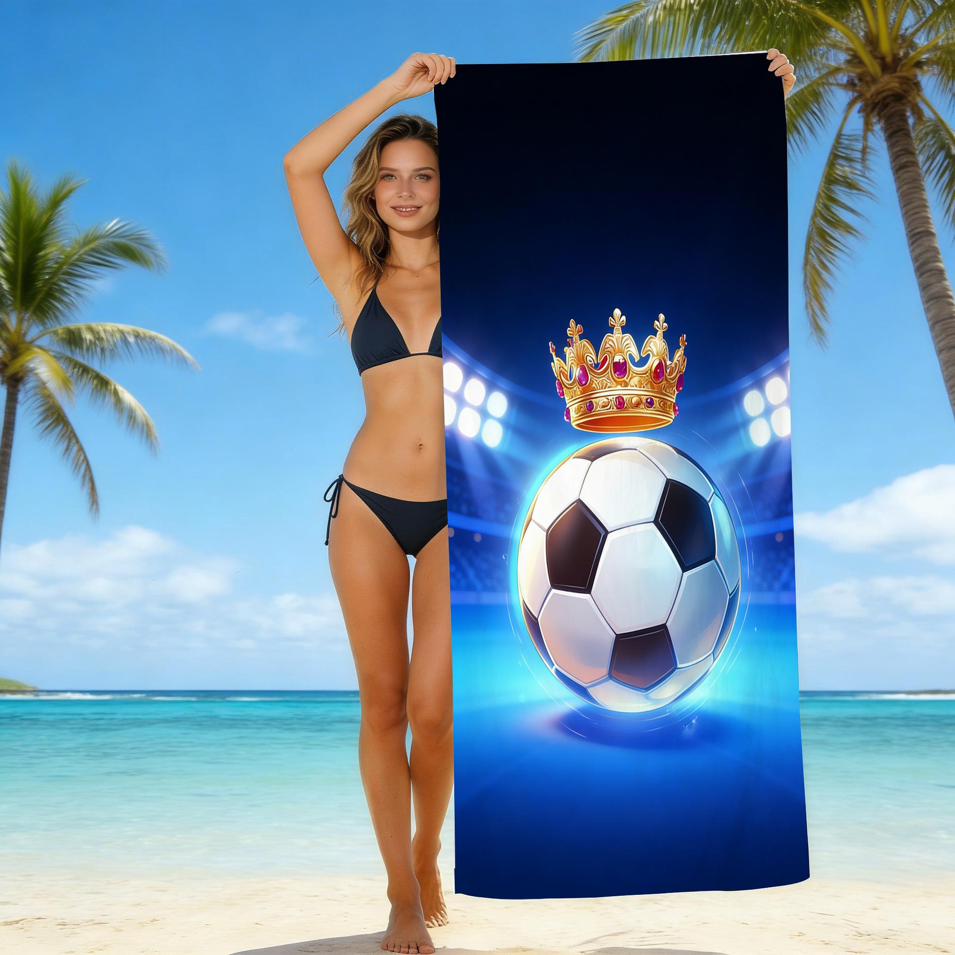 Football Theme Print Microfiber Beach Towel Water Absorbent Quick Dry Sports Bath Towel 140x70